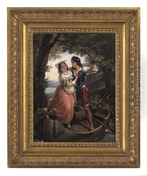 Coule D'amoureux Italien Oil Painting by Hortense Haudebourt Lescot