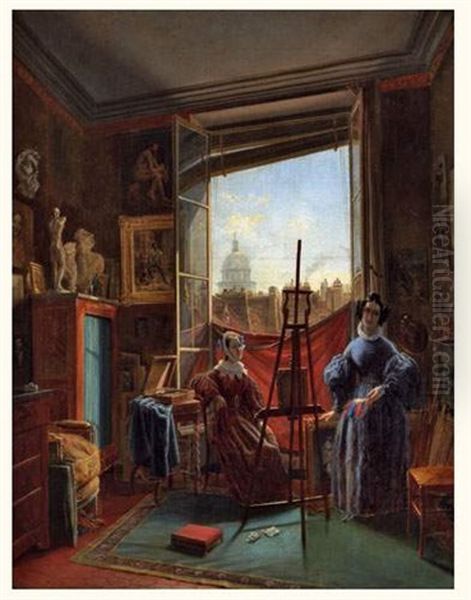 Atelier D'artiste A Paris Oil Painting by Hortense Haudebourt Lescot