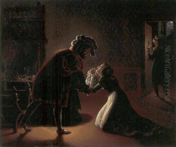 Diane De Poitiers Begging Francois I Mercy For Her Father Oil Painting by Hortense Haudebourt Lescot