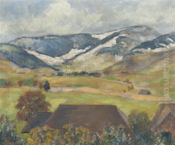 Fruhschnee Oil Painting by Albert Haueisen