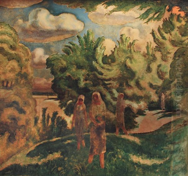 Schnitterinnen Oil Painting by Albert Haueisen