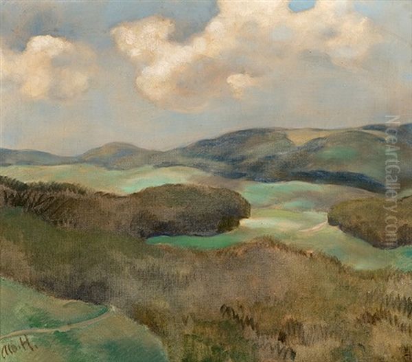 Weiter Blick In Die Sommerliche Pfalz Oil Painting by Albert Haueisen