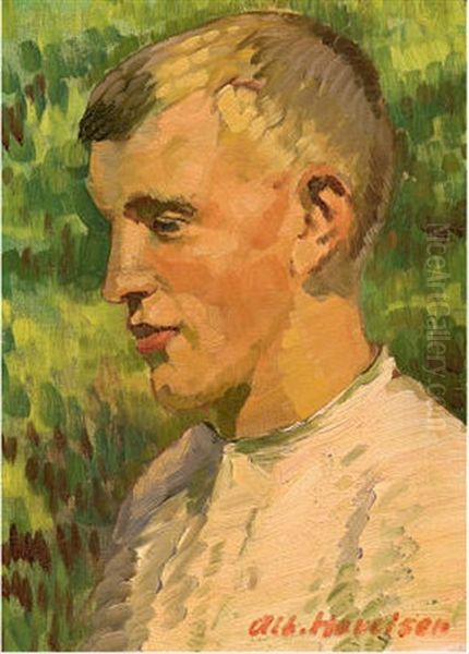 Portrat Eines Jungen Mannes Oil Painting by Albert Haueisen