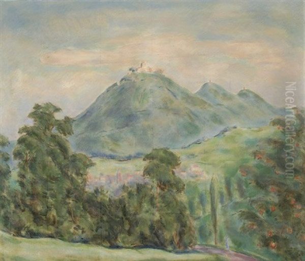 Trifels Oil Painting by Albert Haueisen