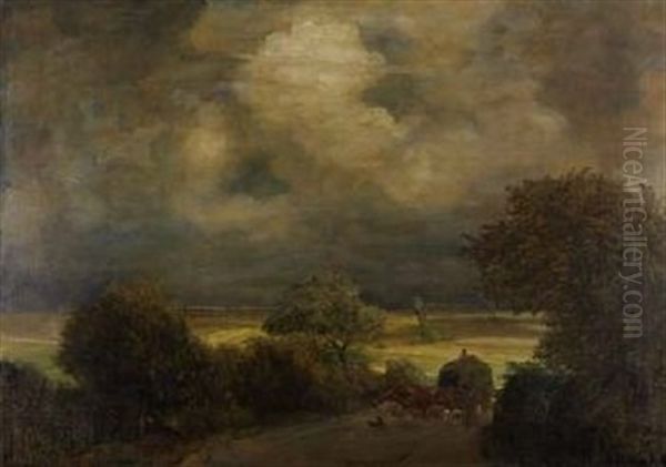 Gewitterlandschaft Oil Painting by Albert Haueisen