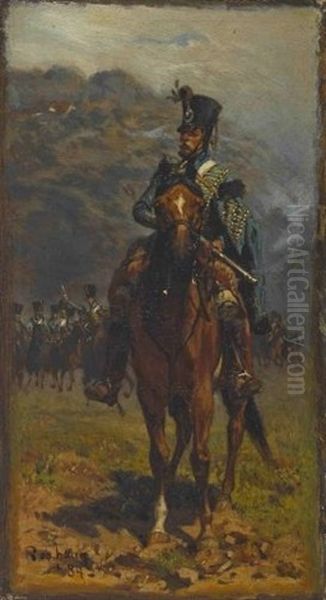 Husar Zu Pferde Oil Painting by Robert Von Haug