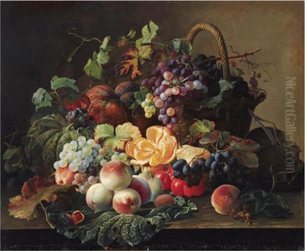 A Still Life With Fruit Oil Painting by Carl Vilhelm Balsgaard