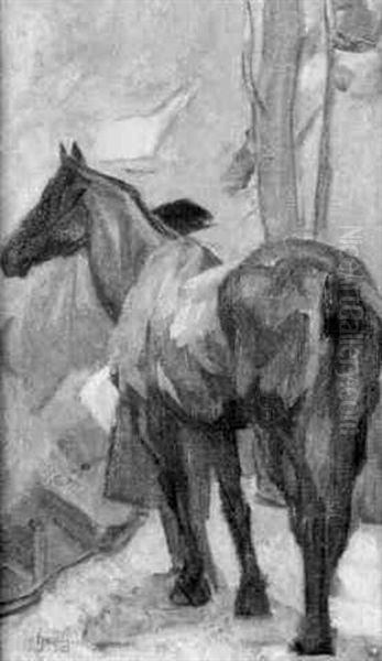 Pferd Mit Reiter Oil Painting by Robert Von Haug