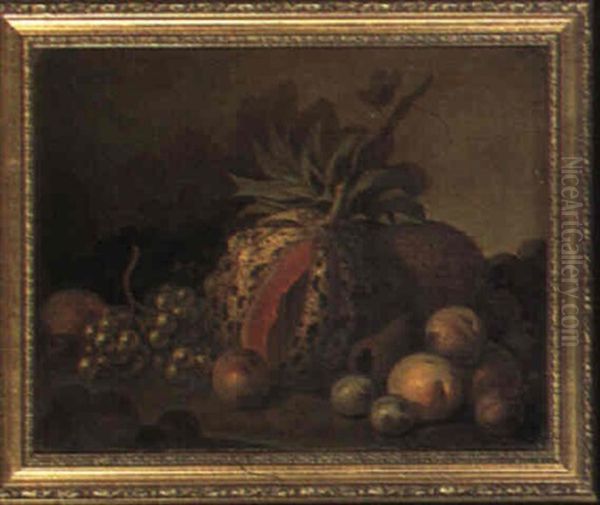 Still Life Of Fruit On A Ledge Oil Painting by Moses Haughton the Elder