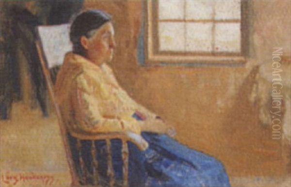 French Indian Woman From Berens Rivers Reservation, Manitoba Oil Painting by Lars Haukaness