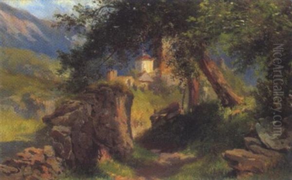 Zwei Ansichten Von Geiersberg Bei Friesach Oil Painting by Carl Haunold