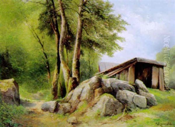 Waldlandschaft Oil Painting by Carl Haunold