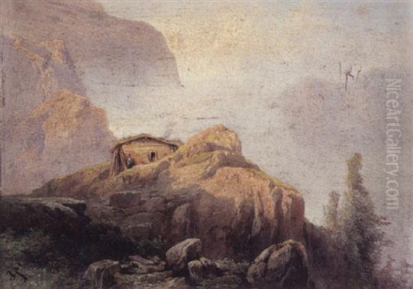 Auf Der Soissseralpe (am Wege Von Unterach Auf Den Schafberg, Oberosterreich) Oil Painting by Carl Haunold