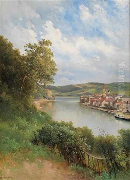 Blick Auf Passau Oil Painting by Karl Franz Emanuel Haunold