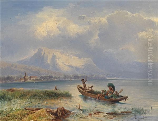 Heimkehr Nach Der Heuernte Oil Painting by Karl Franz Emanuel Haunold