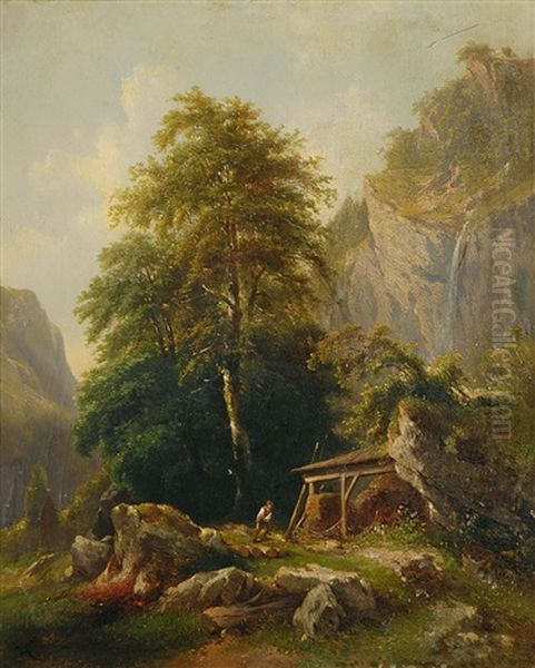 Im Gebirge Oil Painting by Karl Franz Emanuel Haunold