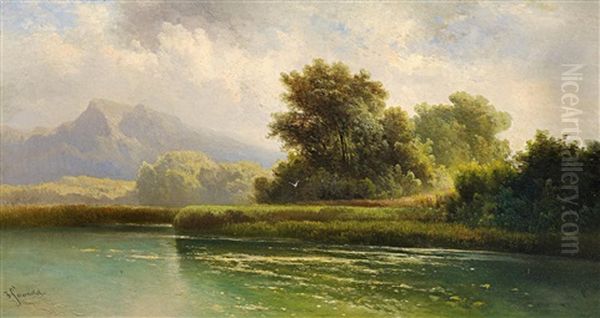 Auf Der Herreninsel Am Chiemsee Oil Painting by Karl Franz Emanuel Haunold