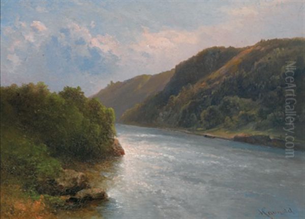 Blick Auf Den Inn Bei Scharding Oil Painting by Karl Franz Emanuel Haunold