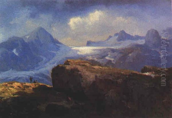 Dachstein Oil Painting by Karl Franz Emanuel Haunold