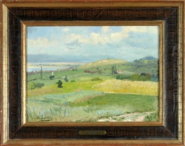 Sommerliche Hugellandschaft Mit See Oil Painting by Josef Haunstetter