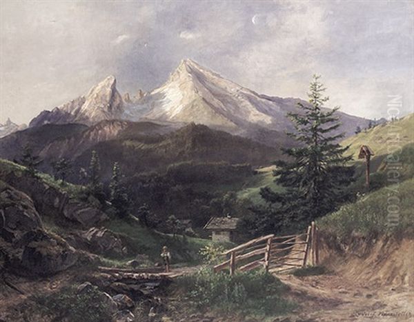 Das Watzmann-massiv Im Sonnigen Licht An Einem Prachtvollen Sommertag Oil Painting by Josef Haunstetter