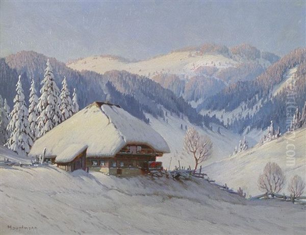 Winterlandschaft Im Schwarzwald Oil Painting by Karl Hauptmann