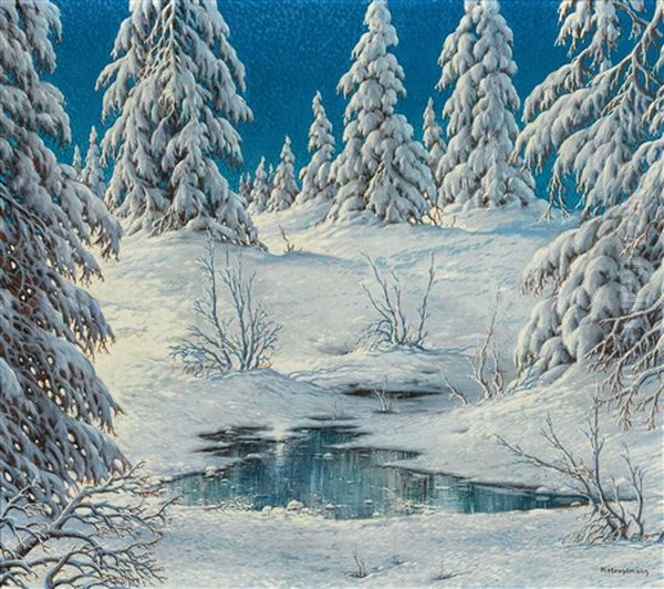 Verschneiter Winterwald Im Schwarzwald Oil Painting by Karl Hauptmann