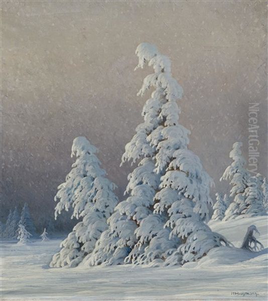 Snow-covered Fir Trees by Karl Hauptmann