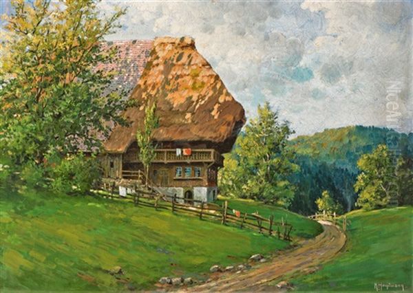 Sunny Summer Day At The Black Forest Oil Painting by Karl Hauptmann