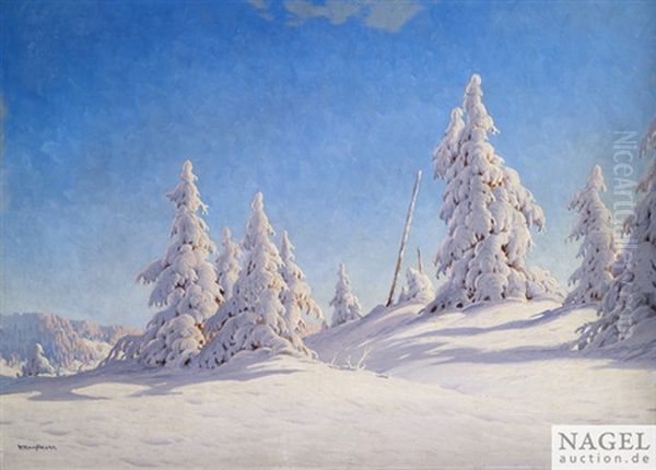 Winterlandschaft Mit Verschneiten Tannen Oil Painting by Karl Hauptmann