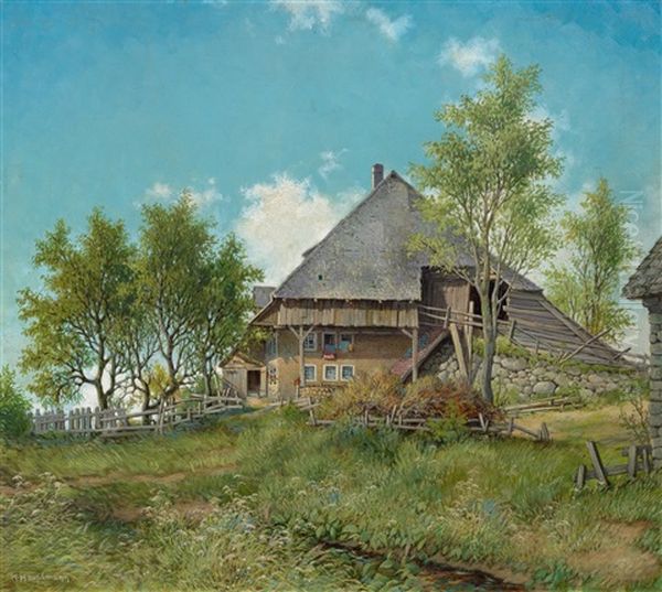 House In The Black Forest Oil Painting by Karl Hauptmann