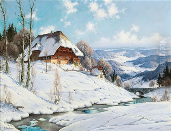 Sonniger Wintertag Im Schwarzwald Oil Painting by Karl Hauptmann