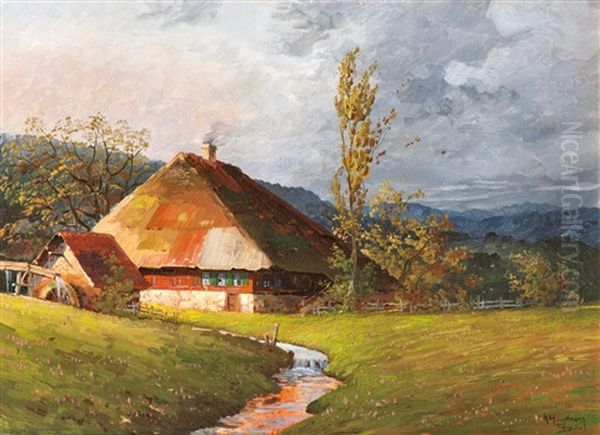 Der Moserhof In Oberprechtal Oil Painting by Karl Hauptmann