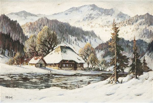 Sonniger Wintertag Im Schwarzwald Oil Painting by Karl Hauptmann