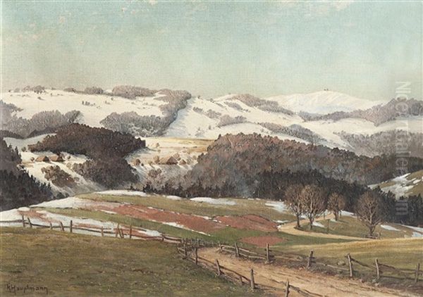 Schneeschmelze Im Schwarzwald Oil Painting by Karl Hauptmann