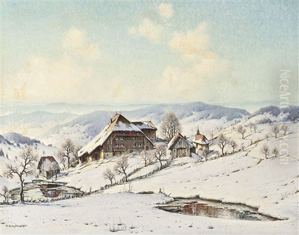 Sonniger Wintertag Im Kandelgebiet Oil Painting by Karl Hauptmann