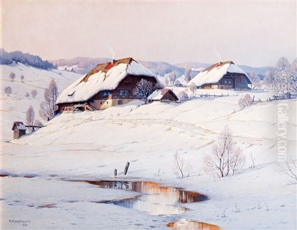 Sonniger Wintertag Im Schwarzwald Oil Painting by Karl Hauptmann