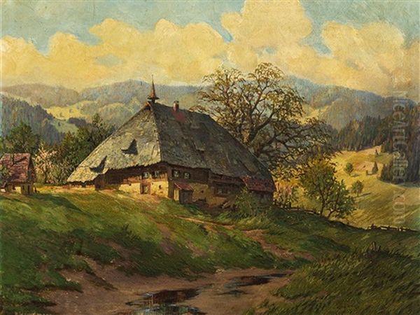 Spring In Elztal Oil Painting by Karl Hauptmann