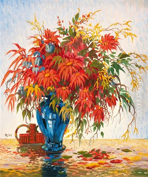 Blumenstudie Oil Painting by Karl Hauptmann