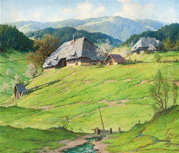 Hofe Bei Bernau Im Schwarzwald Oil Painting by Karl Hauptmann