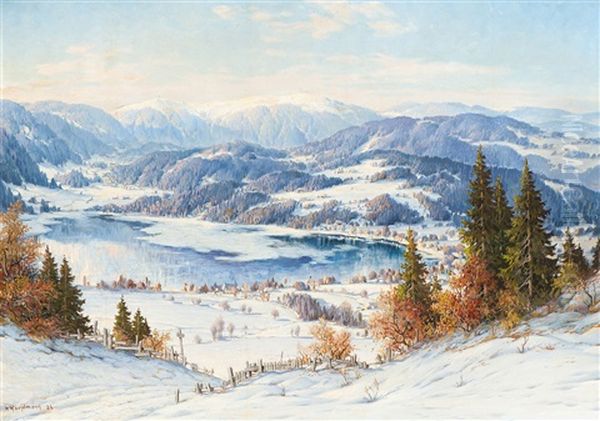 Titisee Oil Painting by Karl Hauptmann