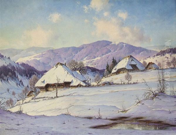 Sonniger Wintertag Im Schwarzwald Oil Painting by Karl Hauptmann