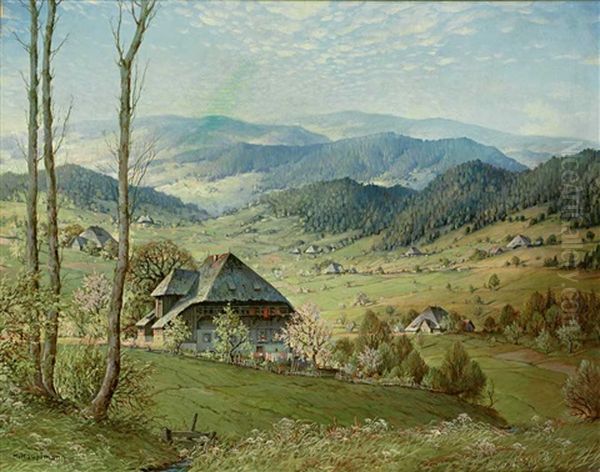 Fruhling Im Elztal Im Schwarzwald Oil Painting by Karl Hauptmann