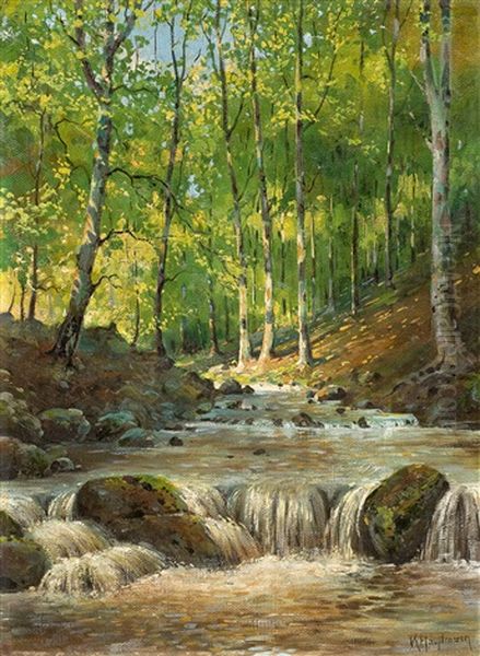 Birkenwald Mit Bach Oil Painting by Karl Hauptmann