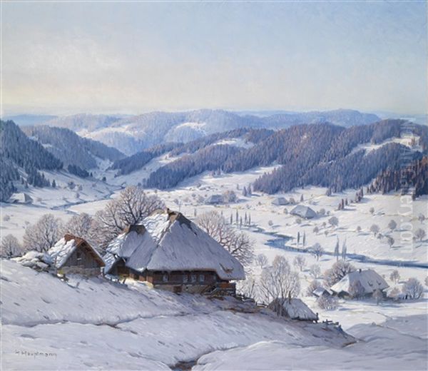 Grose Schwarzwald Winterlandschaft Oil Painting by Karl Hauptmann