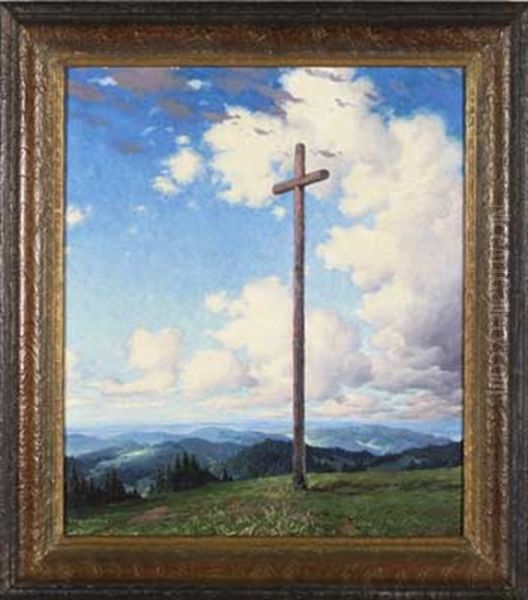 Gipfelkreuz Auf Dem Feldberg Oil Painting by Karl Hauptmann