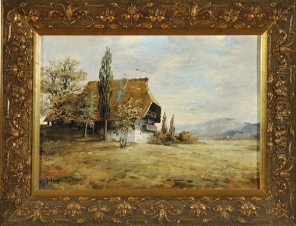 Herbstliche Landschaft Mit Schwarzwaldhaus Oil Painting by Karl Hauptmann