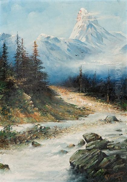 Das Matterhorn Oil Painting by Karl Hauptmann