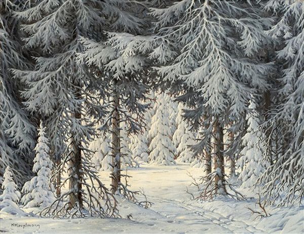 Winterwald Mit Lichtung Oil Painting by Karl Hauptmann