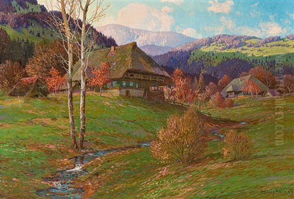 Herbstanfang Im Schwarzwald Oil Painting by Karl Hauptmann